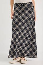 Load image into Gallery viewer, Rally Black Check Chiffon Tie Waist Bias Maxi Skirt