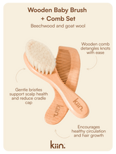 Load image into Gallery viewer, Wooden Baby Brush + Comb Set