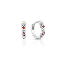 Load image into Gallery viewer, Alida Rhodolite Silver Huggies
