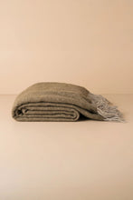 Load image into Gallery viewer, MERINO WOOL THROW | OLIVE/GREY
