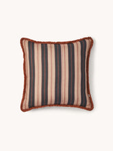 Load image into Gallery viewer, Suiting Stripe Black and Tan Linen Cusion