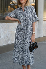 Load image into Gallery viewer, Ava Short Sleeve Dress - Linen Leopard