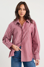 Load image into Gallery viewer, You Got This Burgundy Stripe Oversized Boyfriend Shirt