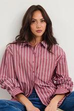 Load image into Gallery viewer, You Got This Burgundy Stripe Oversized Boyfriend Shirt