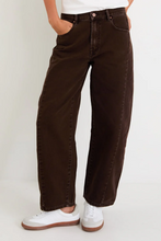 Load image into Gallery viewer, Varsity Chocolate Forward Seam Barrel Jeans