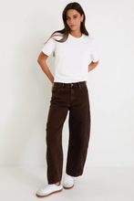 Load image into Gallery viewer, Varsity Chocolate Forward Seam Barrel Jeans
