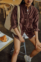 Load image into Gallery viewer, Bobbi Side Pocket Denim Shacket/Chocolate