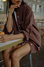 Load image into Gallery viewer, Bobbi Side Pocket Denim Shacket/Chocolate