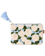 Load image into Gallery viewer, Hydrangea Blue Velvet Cosmetics Purse