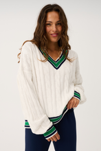 Load image into Gallery viewer, Asher Heritage Knit Sweater - Cream/Tide