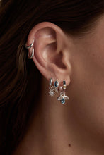 Load image into Gallery viewer, London Blue Topaz Textured Silver Huggies