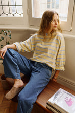 Load image into Gallery viewer, Beau Long Sleeve Slouchy Tee - Butter/China Blue Stripe