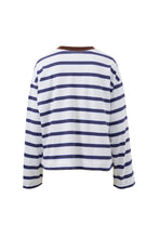 Load image into Gallery viewer, Beau Long Sleeve Slouchy Tee - White/Polo Choc Stripe