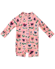 Load image into Gallery viewer, Pretty Pansy Baby Long Sleeve Zip Bathers