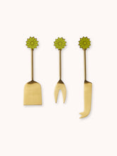Load image into Gallery viewer, Brass Cheese Knife Set - Petal Green