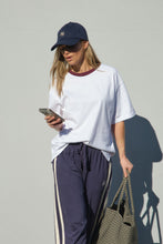 Load image into Gallery viewer, Ringer Tee - White & Raisin