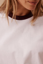 Load image into Gallery viewer, Ringer Tee - White & Raisin