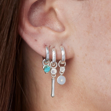 Load image into Gallery viewer, Polished Silver Huggies & Chloe Moonstone Charms