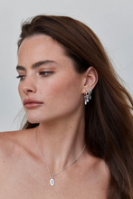 Load image into Gallery viewer, Polished Silver Huggies & Chloe Moonstone Charms