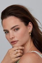 Load image into Gallery viewer, Textured Gold Huggies & Lexi Sapphire Charms