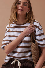 Load image into Gallery viewer, Boxy Pocket Tee - Milk Choc Stripe