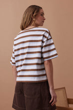 Load image into Gallery viewer, Boxy Pocket Tee - Milk Choc Stripe