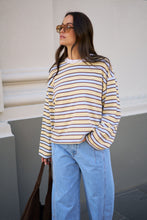 Load image into Gallery viewer, Beau Long Sleeve Slouchy Tee - Butter Brunette Stripe