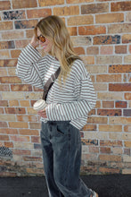 Load image into Gallery viewer, Beau Long Sleeve Slouchy Tee - Milk Brunette Stripe