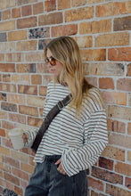 Load image into Gallery viewer, Beau Long Sleeve Slouchy Tee - Milk Brunette Stripe