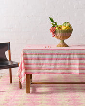 Load image into Gallery viewer, Rose Water Stripe Linen Tablecloth