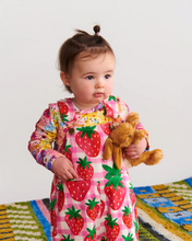 Load image into Gallery viewer, Strawberry Jam Organic Cotton Quilted Fleece Overalls