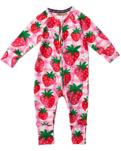 Load image into Gallery viewer, Strawberry Jam Organic Long Sleeve Zip Romper