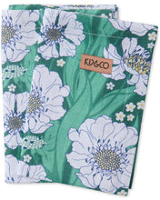 Load image into Gallery viewer, Tumbling Flowers Green Linen Napkin Set