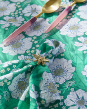Load image into Gallery viewer, Tumbling Flowers Green Linen Napkin Set