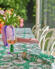 Load image into Gallery viewer, Tumbling Flowers Green Linen Napkin Set