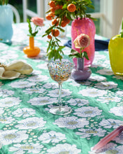 Load image into Gallery viewer, Tumbling Flowers Green Linen Tablecloth