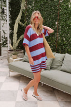 Load image into Gallery viewer, Mara Short Sleeve Knit Tunic - Mulberry Stripe