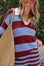 Load image into Gallery viewer, Mara Short Sleeve Knit Tunic - Mulberry Stripe
