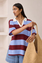 Load image into Gallery viewer, Mara Short Sleeve Knit Tunic - Mulberry Stripe
