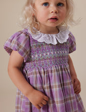 Load image into Gallery viewer, Flo Smocked Dress - Mauve Check