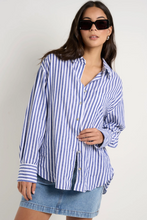 Load image into Gallery viewer, You Got This Oversized Cotton Shirt - Blue Stripe