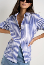 Load image into Gallery viewer, You Got This Oversized Cotton Shirt - Blue Stripe