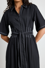 Load image into Gallery viewer, Service Midi Shirt Dress - Black