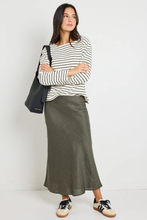 Load image into Gallery viewer, Bliss Linen Bias Midi Dress - Khaki