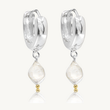 Load image into Gallery viewer, Herkimer Diamond Silver Huggies