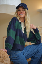 Load image into Gallery viewer, Long Sleeve Rugby Knit - Navy & Pine