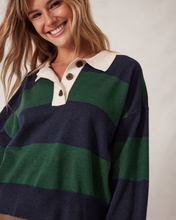 Load image into Gallery viewer, Long Sleeve Rugby Knit - Navy & Pine