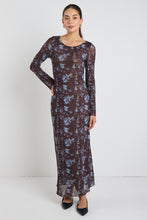 Load image into Gallery viewer, Promenade Tie Dye Mesh Long Sleeve Midi Dress