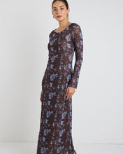 Load image into Gallery viewer, Promenade Tie Dye Mesh Long Sleeve Midi Dress