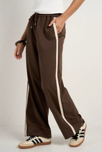 Load image into Gallery viewer, Townie Stripe Side Tape Wide Leg Pants - Chocolate